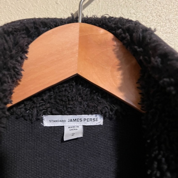 Standard James Perse Charcoal Gray Sherpa Collar Tie Front Cardigan M - Picture 7 of 10